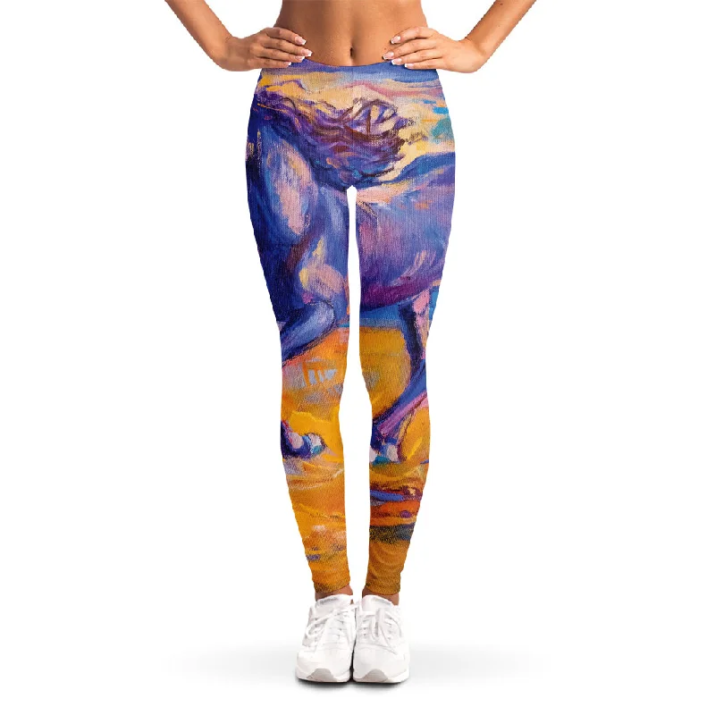 Massive Deals Sunset Horse Painting Print Women's Leggings