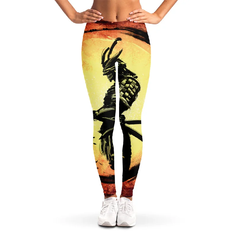 Huge Discounts Sunset Samurai Warrior Print Women's Leggings