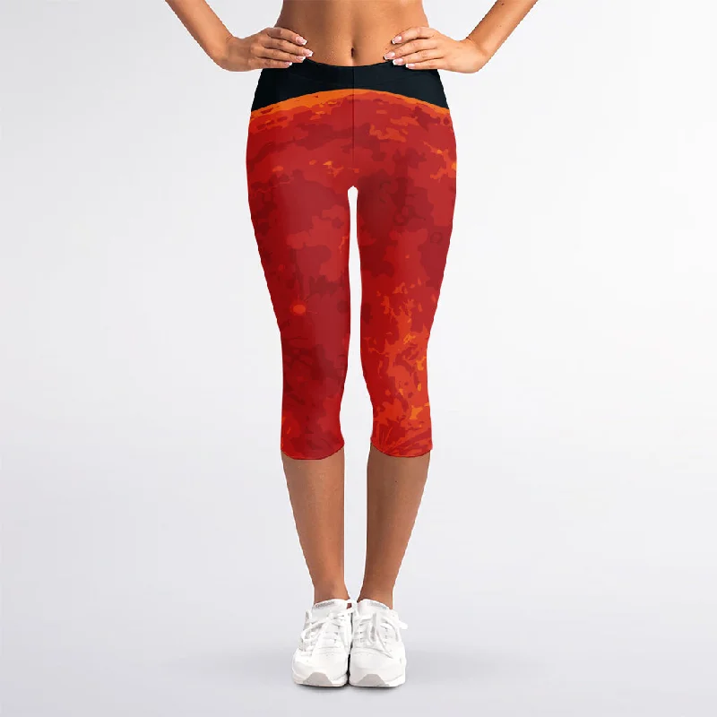 Today’s Deal Super Blood Moon Lunar Eclipse Print Women's Capri Leggings