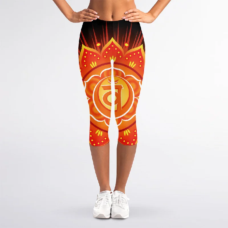 Take Advantage Swadhisthana Chakra Mandala Print Women's Capri Leggings