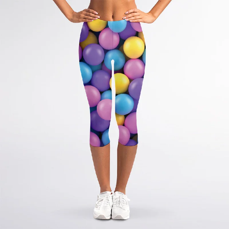 Steals and Deals Sweet Candy Ball Pattern Print Women's Capri Leggings