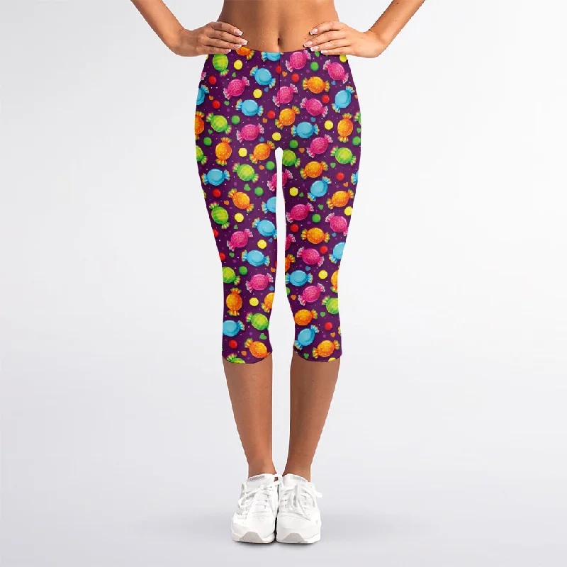 Price Rollback Sweet Candy Pattern Print Women's Capri Leggings