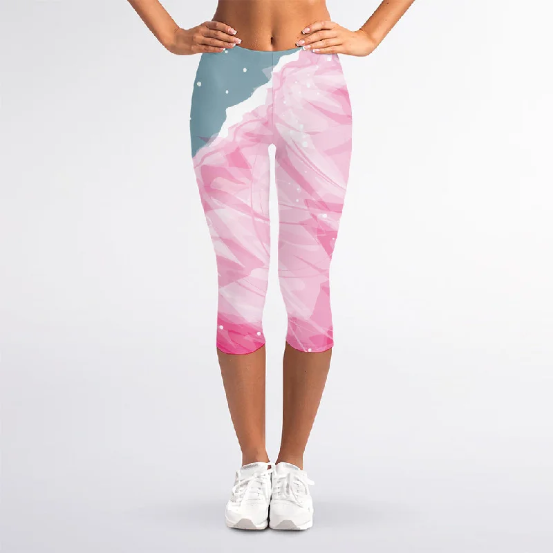 New Markdowns Sweet Cotton Candy Print Women's Capri Leggings