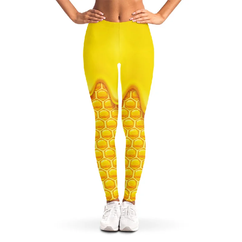 Savings Bonanza Sweet Honey Honeycomb Print Women's Leggings