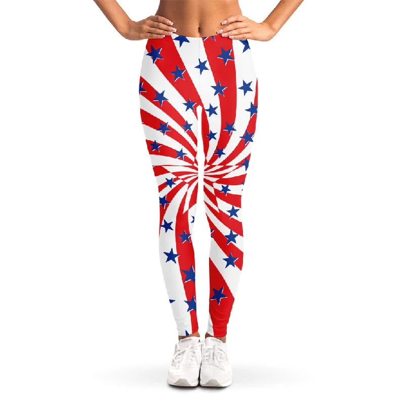 Price Smash Swirl American Patriotic Star Print Women's Leggings