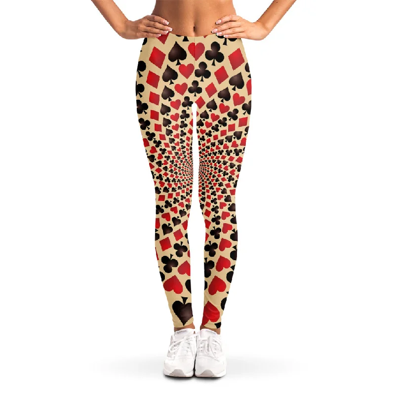 Markdown Madness Swirl Playing Card Suits Print Women's Leggings