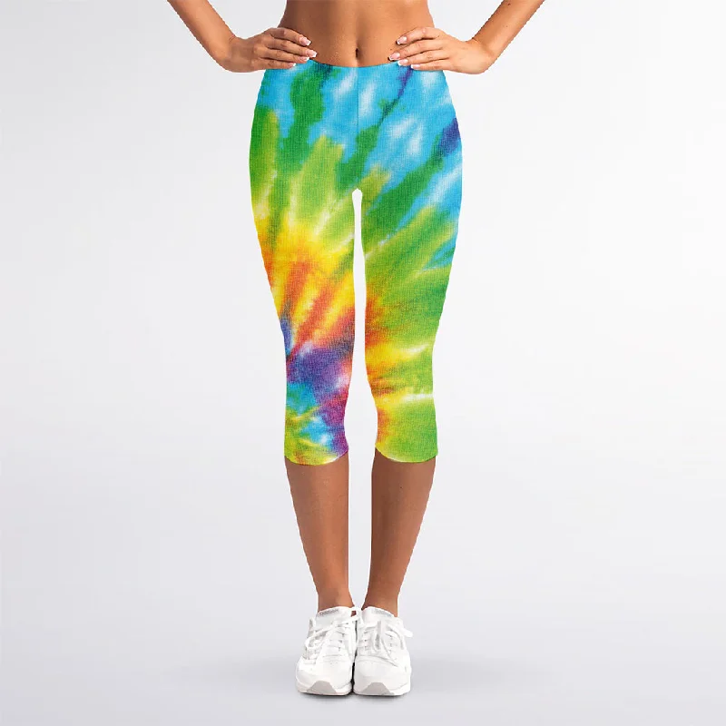 Great Bargains Swirl Tie Dye Print Women's Capri Leggings