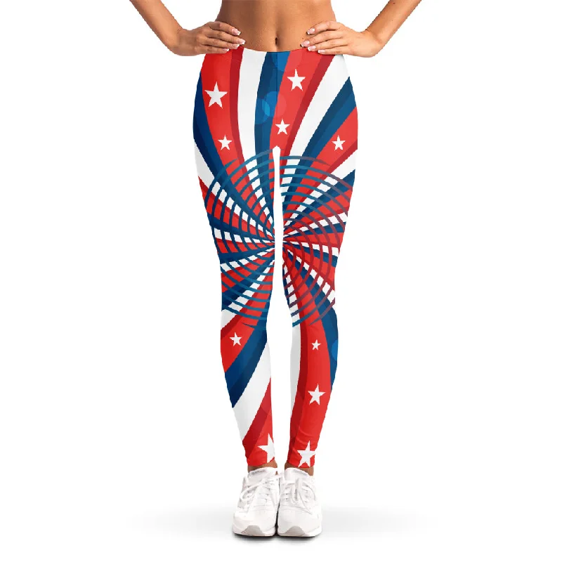 Limited Time Discount Swirly American Patriotic Print Women's Leggings