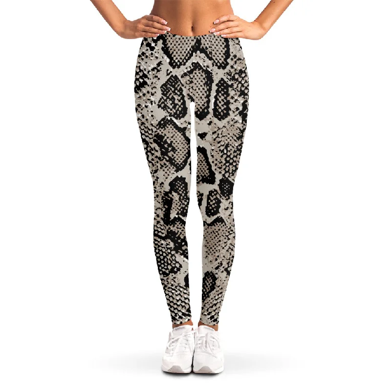 Price Slash Tan And Black Snakeskin Print Women's Leggings