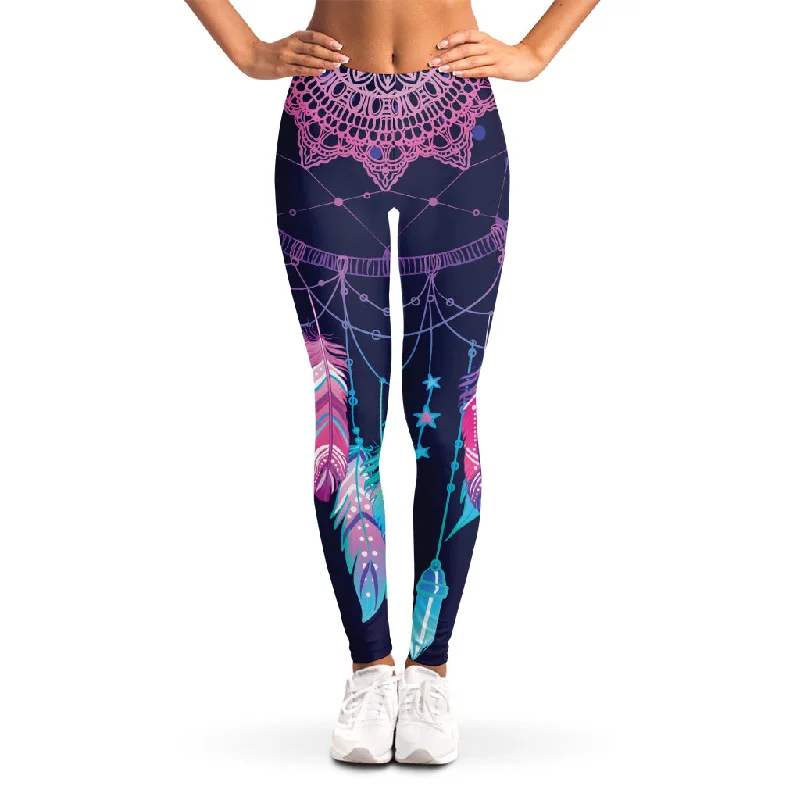 New Arrival Teal And Purple Dream Catcher Print Women's Leggings