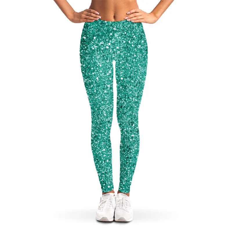 Weekend Deal Teal (NOT Real) Glitter Print Women's Leggings