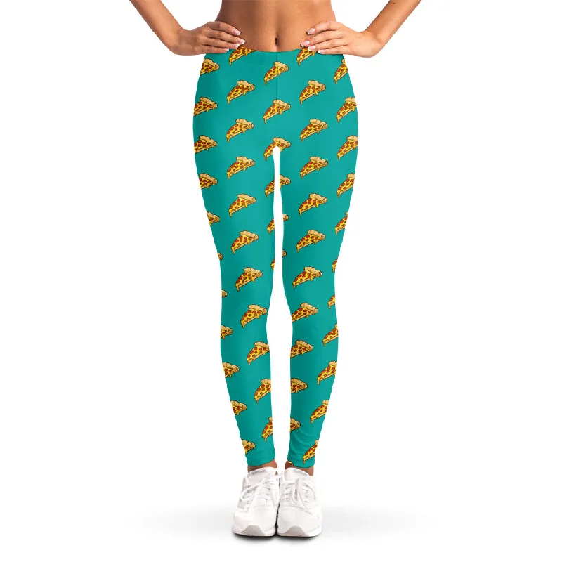 Super Sale Teal Pizza Pattern Print Women's Leggings