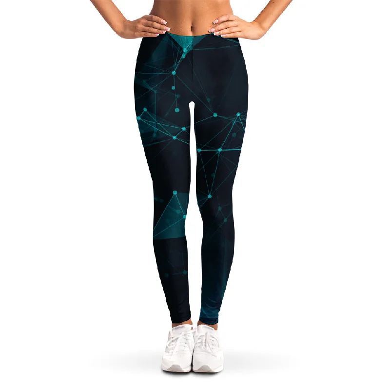 Online Only Teal Polygonal Dot Geometric Print Women's Leggings