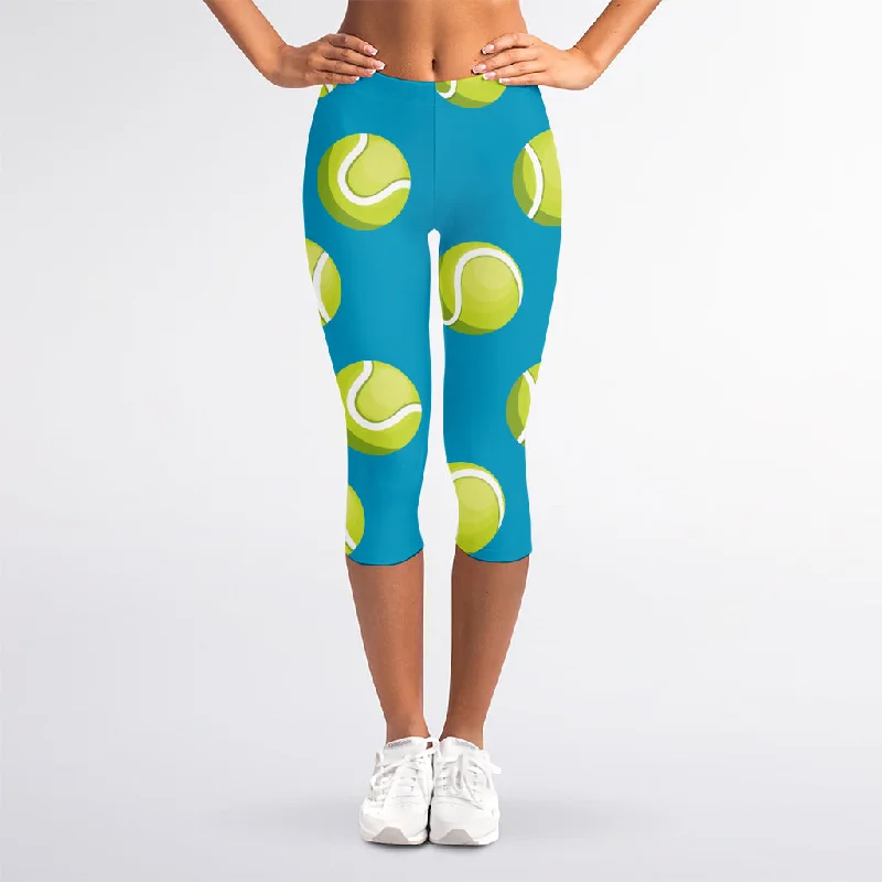 Amazing Deals Tennis Theme Pattern Print Women's Capri Leggings