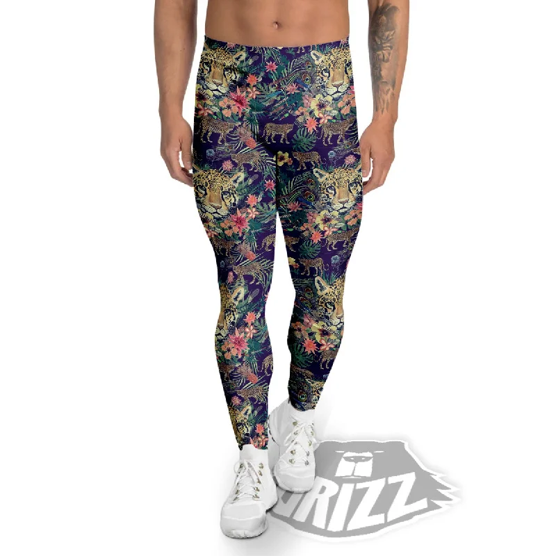 Hot Deal Tiger Flower And Print Pattern Men's Leggings