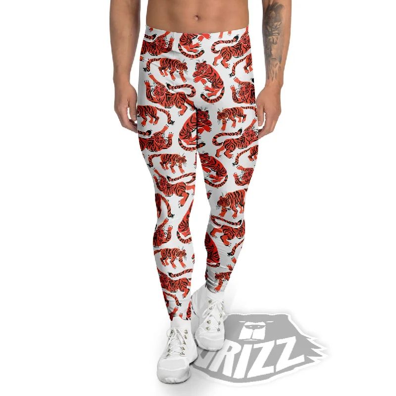 Members Only Tiger Gouache Print Pattern Men's Leggings