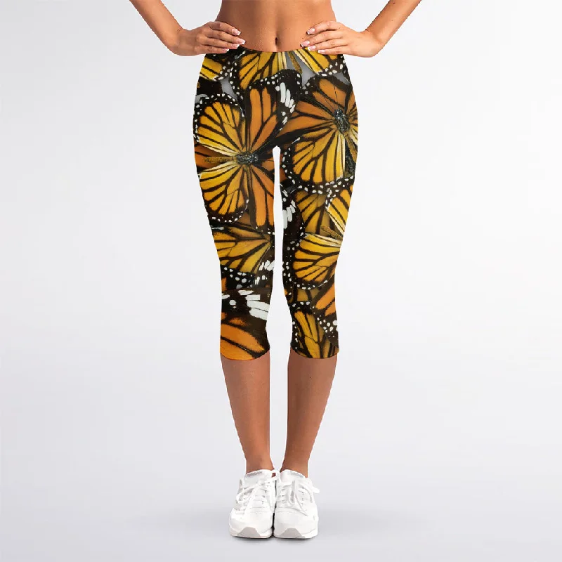 Today’s Special Tiger Monarch Butterfly Pattern Print Women's Capri Leggings