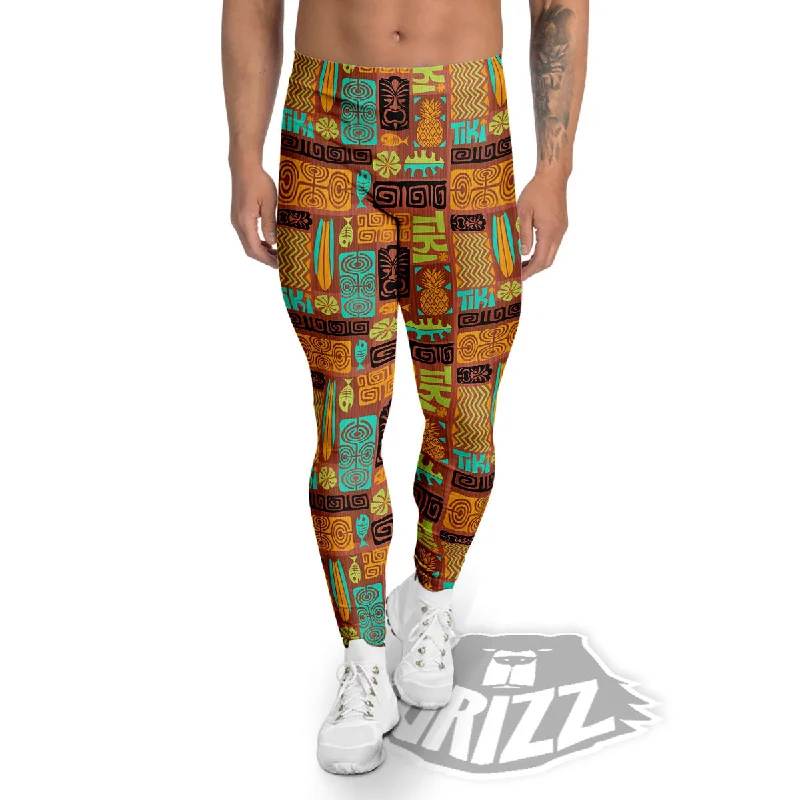 New Arrival Tiki Ethnic Print Pattern Men's Leggings