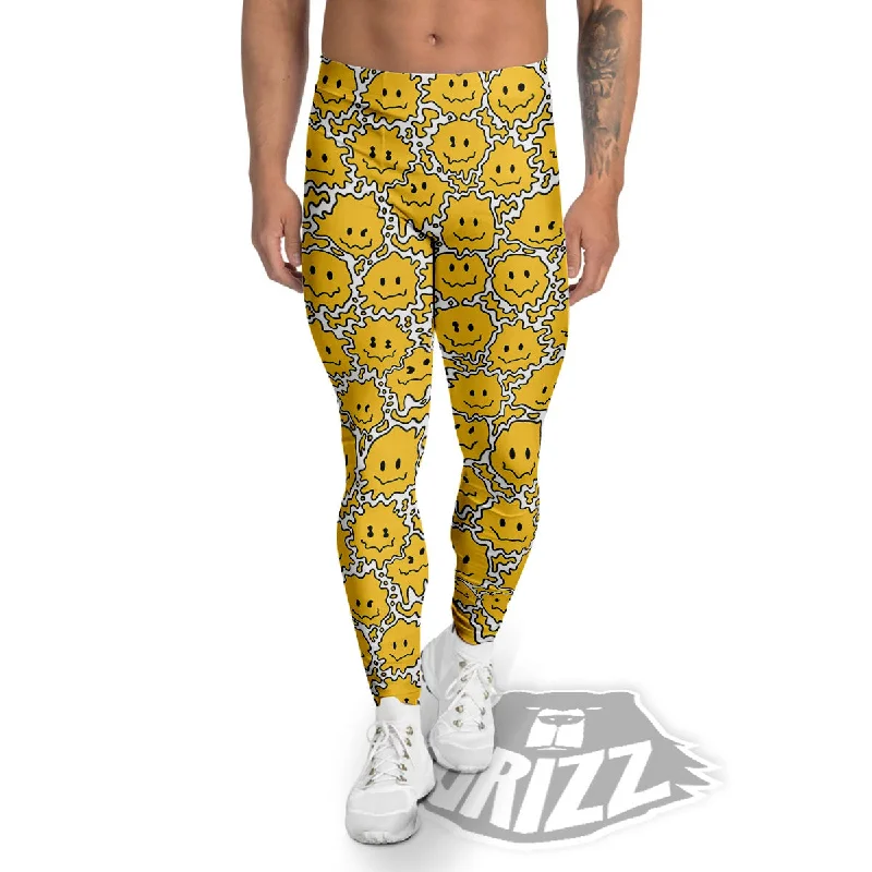 Today’s Deal Trippy Abstract Psychedelic Emoji Print Men's Leggings