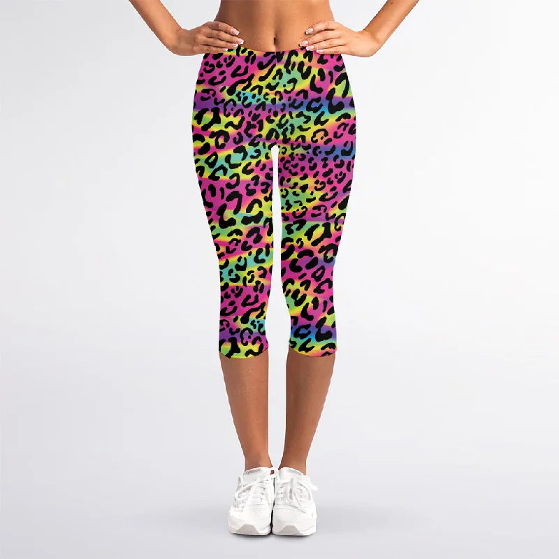 Stock Clearance Trippy Psychedelic Leopard Print Women's Capri Leggings