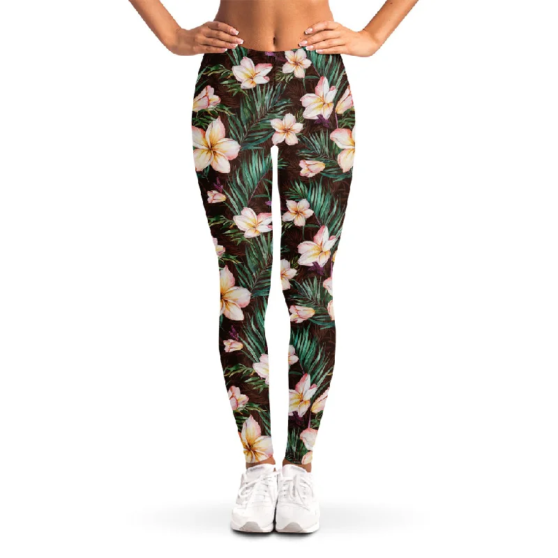 Extra Savings Tropical Frangipani Flower Print Women's Leggings