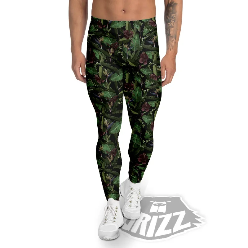 Early Access Tropical Hawaiian Dark Print Pattern Men's Leggings