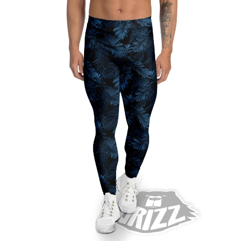 Bonus Savings Tropical Leaf Dark Print Pattern Men's Leggings