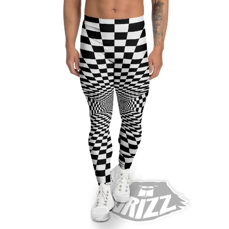 Epic Deals Tunnel Illusion White And Black Print Men's Leggings
