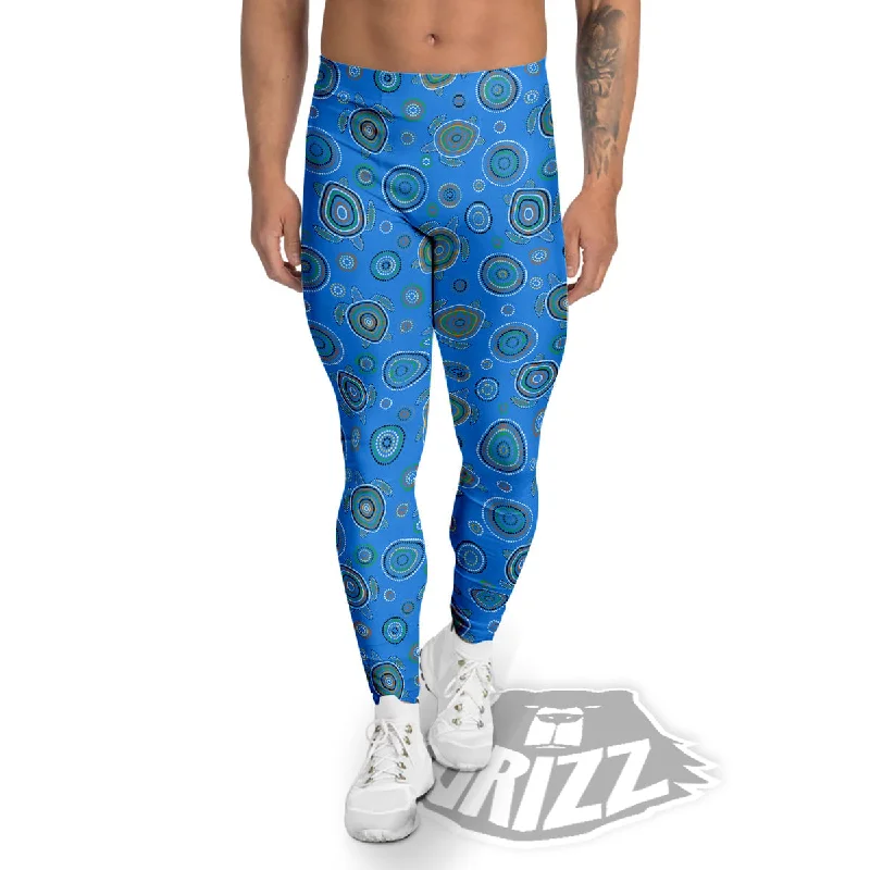 Final Clearance Turtle Sea Aboriginal Print Pattern Men's Leggings