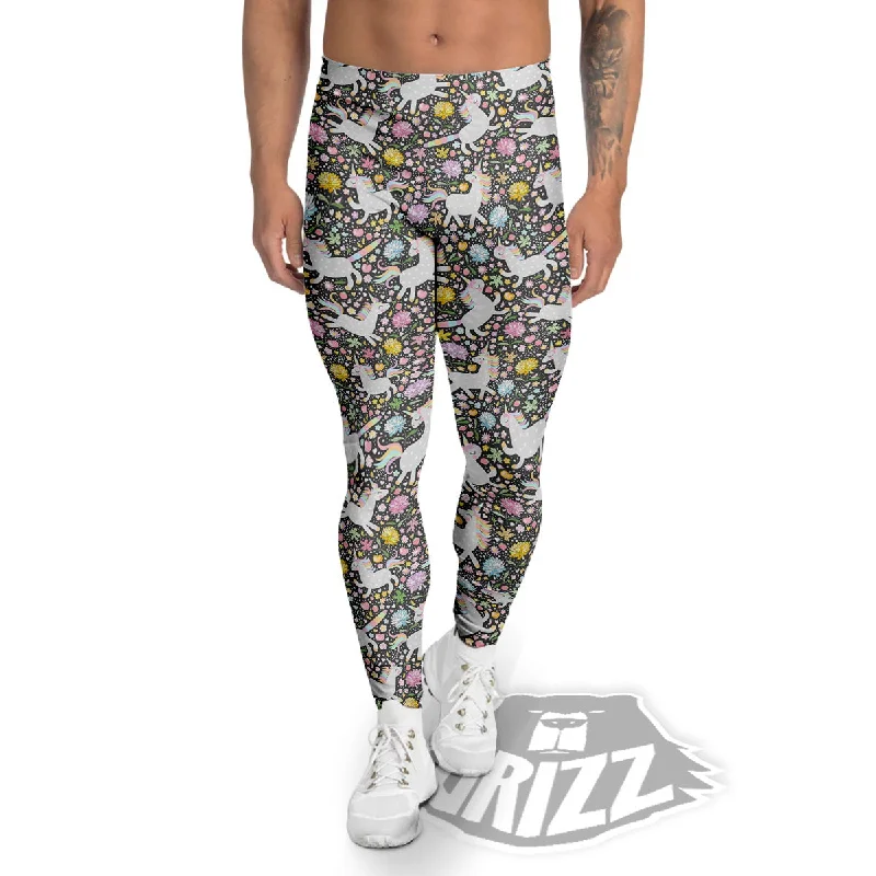 Unbeatable Prices Unicorn Fairy Floral Print Pattern Men's Leggings
