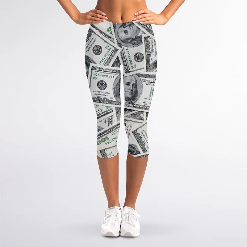 Daily Specials US Dollar Pattern Print Women's Capri Leggings