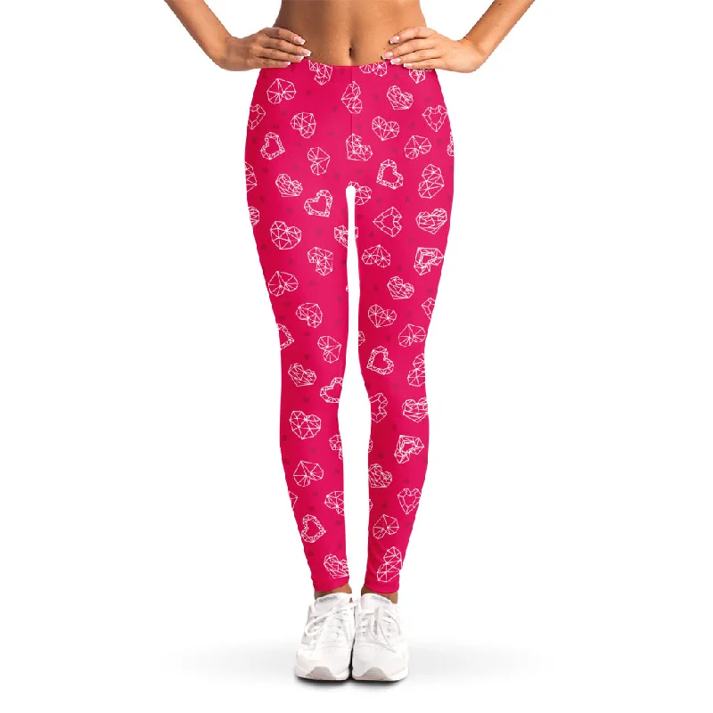 Special Discount Valentine's Day Geometric Heart Print Women's Leggings