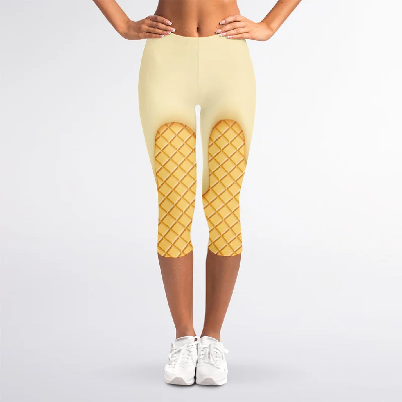 Markdowns Vanilla Ice Cream Melted Print Women's Capri Leggings