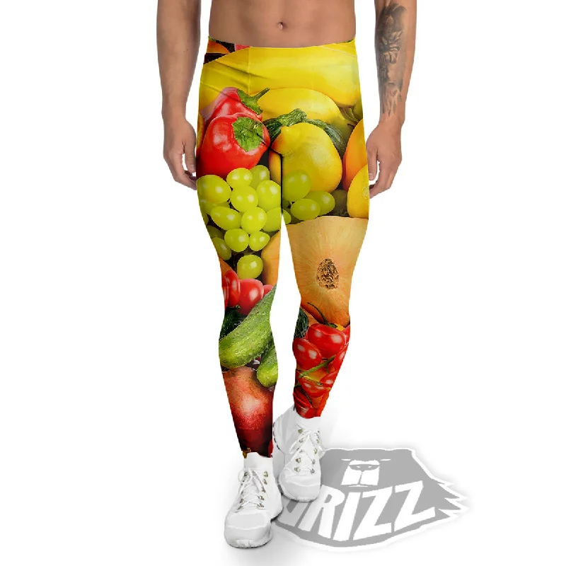 Major Savings Vegetables And Fresh Fruits Print Men's Leggings