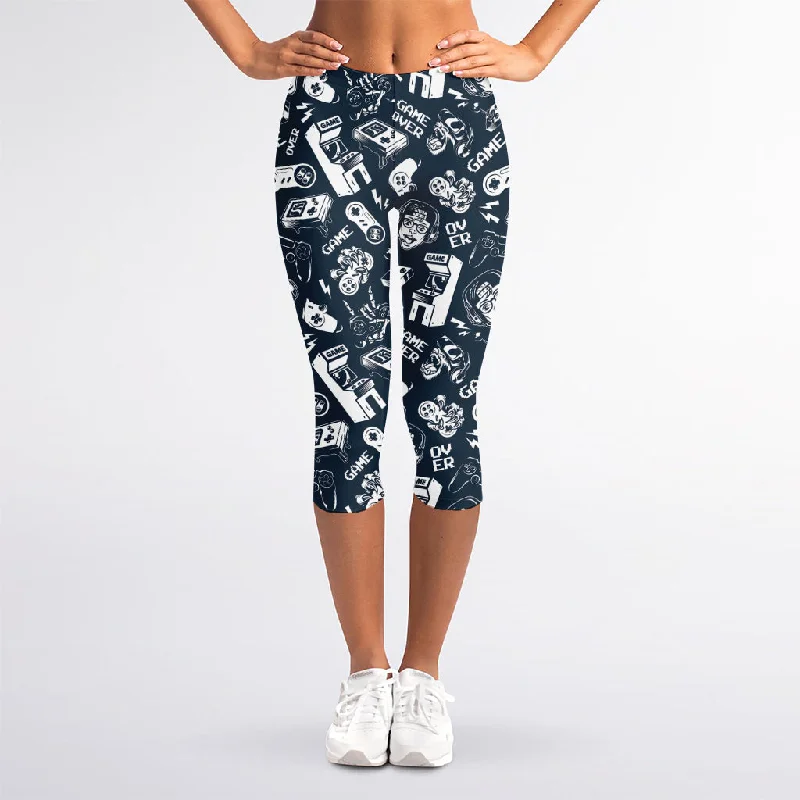 Great Deals Video Game Devices Pattern Print Women's Capri Leggings