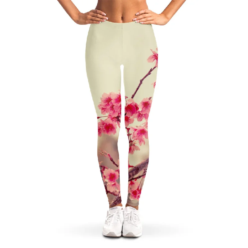 Super Sale Vintage Cherry Blossom Print Women's Leggings