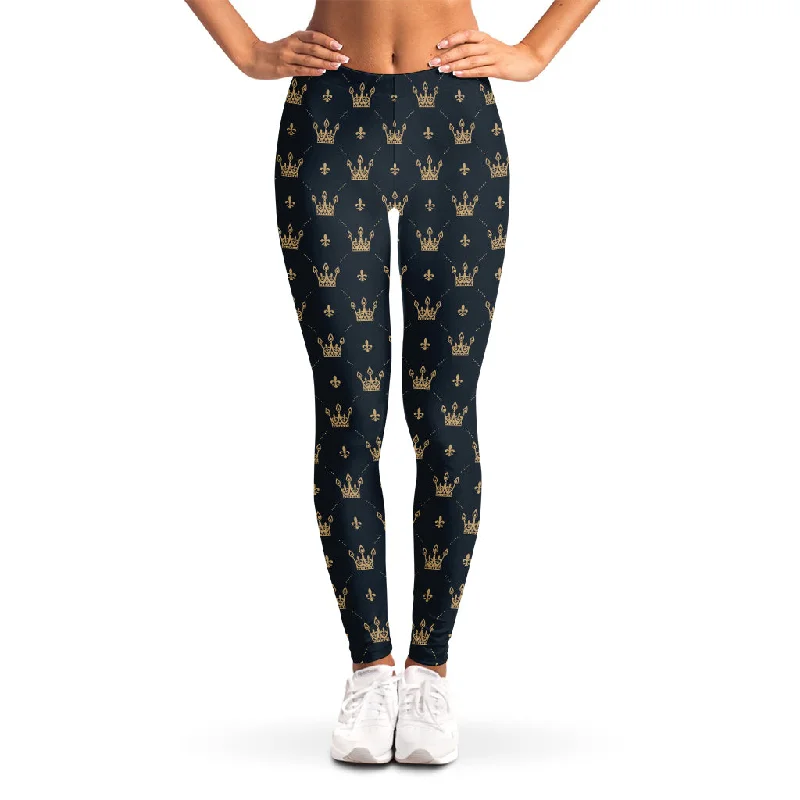 Online Only Vintage Crown Pattern Print Women's Leggings
