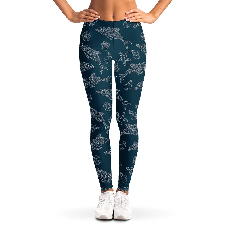 Price Reduction Vintage Dolphins Pattern Print Women's Leggings