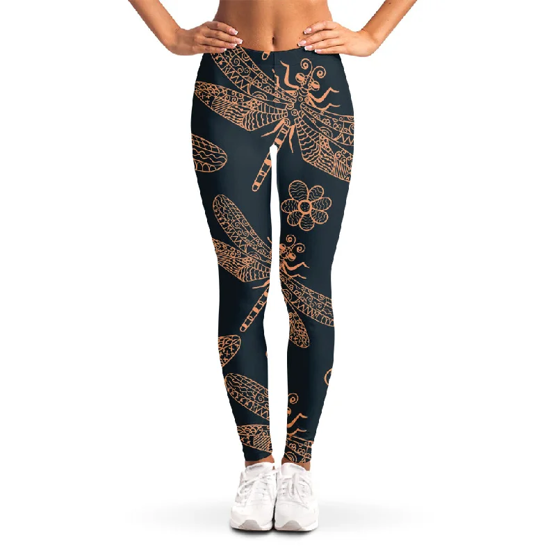 New Deals Vintage Dragonfly Pattern Print Women's Leggings
