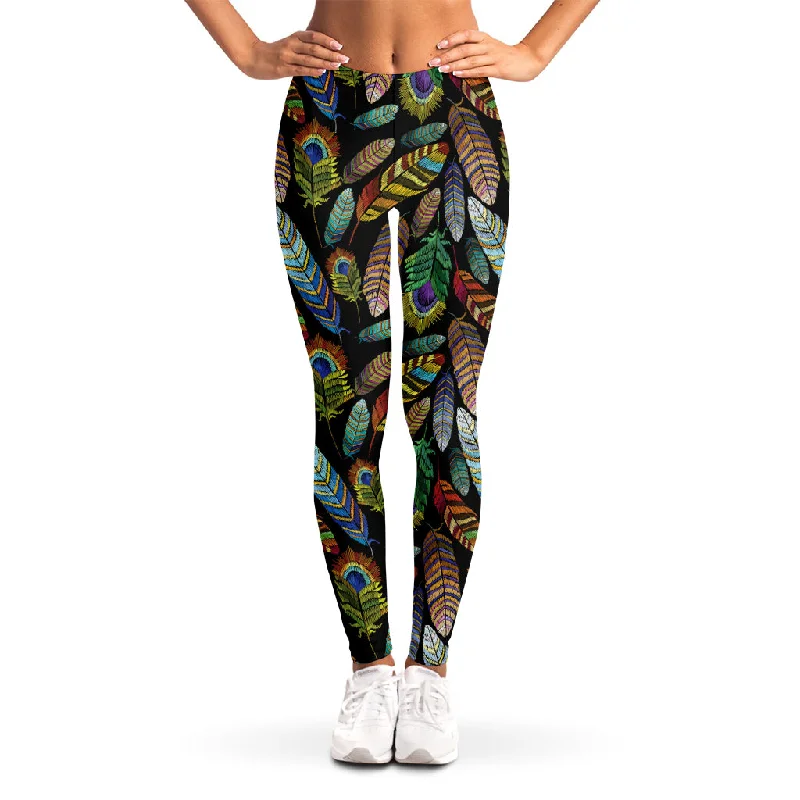 Limited Availability Vintage Feather Pattern Print Women's Leggings