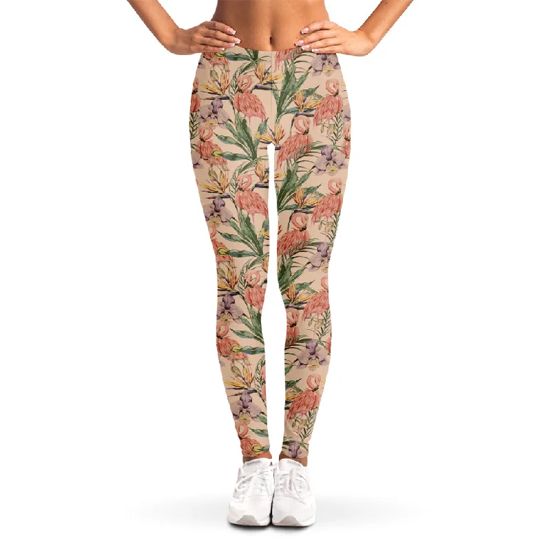 Huge Discounts Vintage Flamingo Pattern Print Women's Leggings