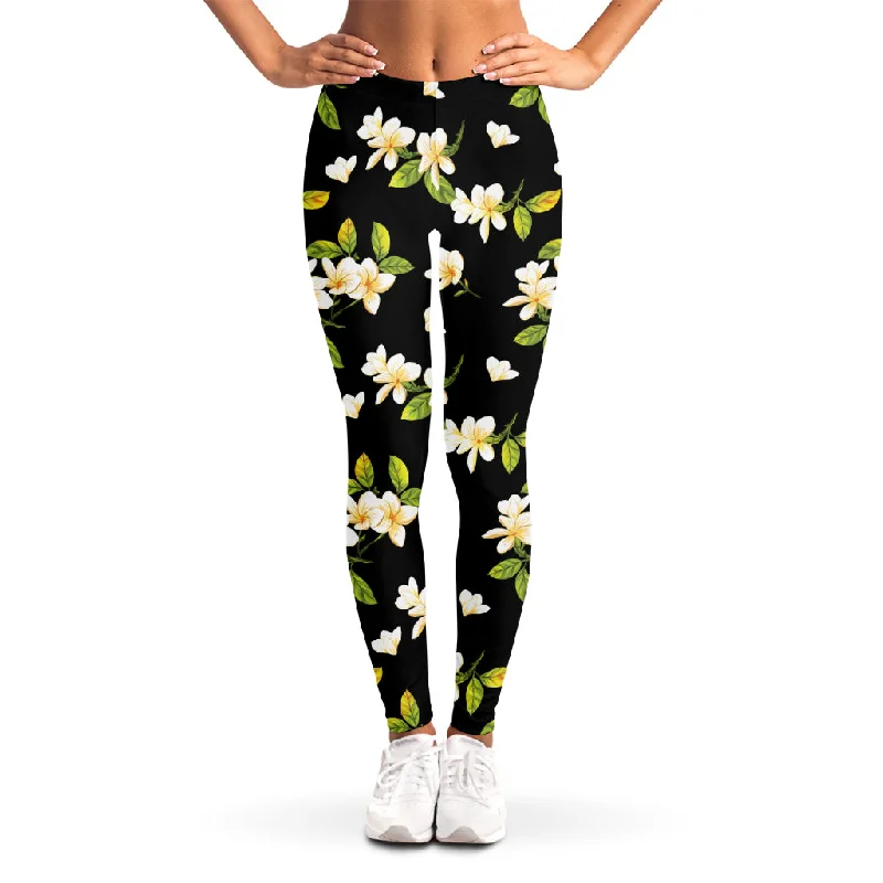 Exclusive Online Offer Vintage Plumeria Flower Pattern Print Women's Leggings