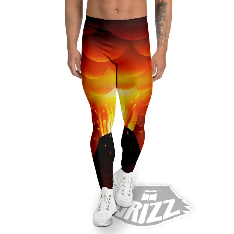 Deep Discounts Volcano Erupt Print Men's Leggings