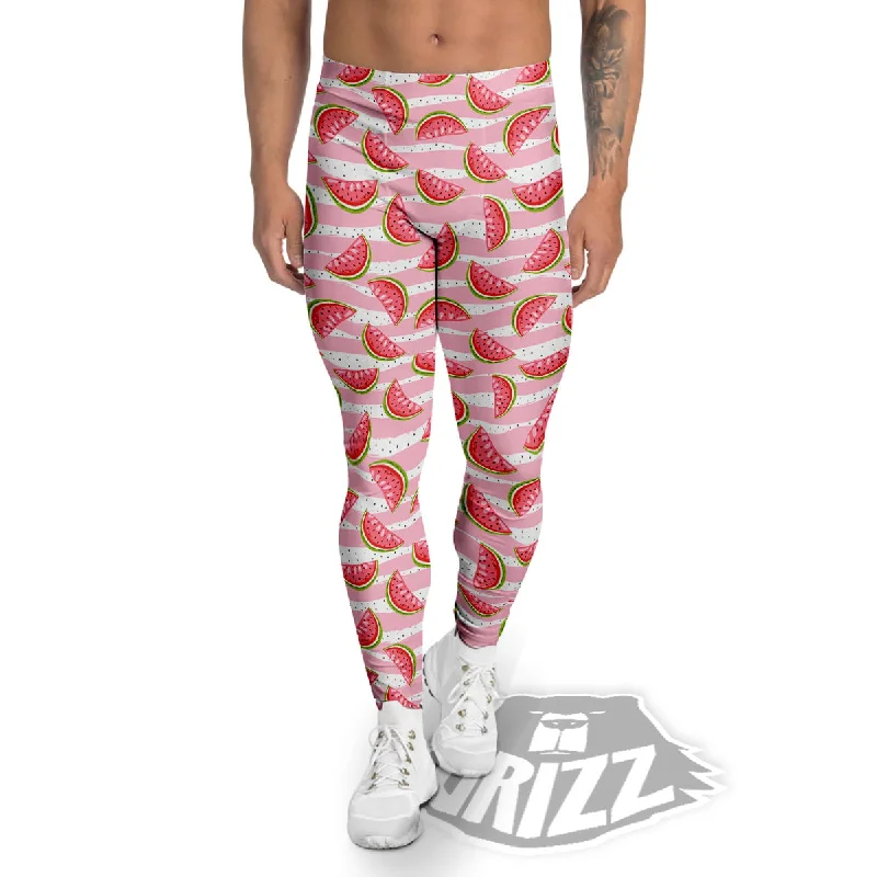 Bargain Bin Watermelon Pieces Cute Print Pattern Men's Leggings