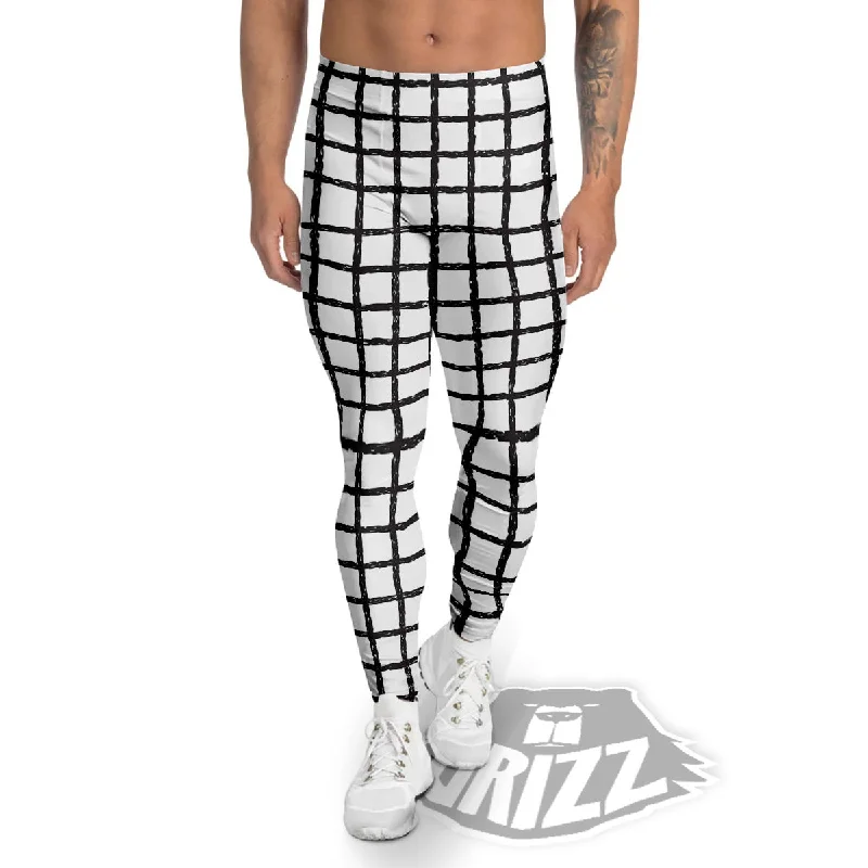 Unmissable Offer Windowpane Doodle Print Pattern Men's Leggings