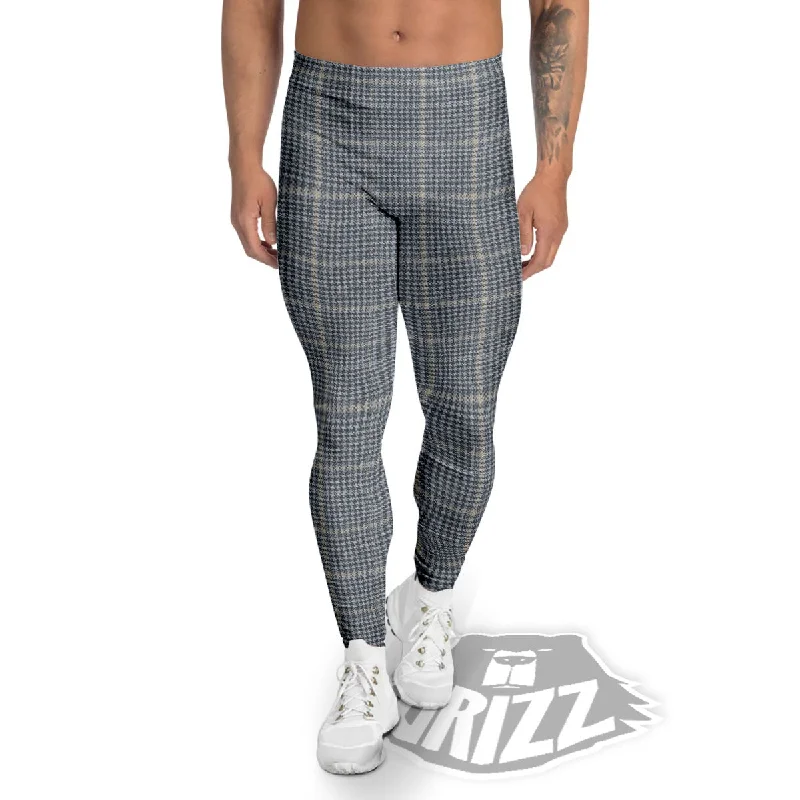 Today Only Windowpane Grey Print Pattern Men's Leggings