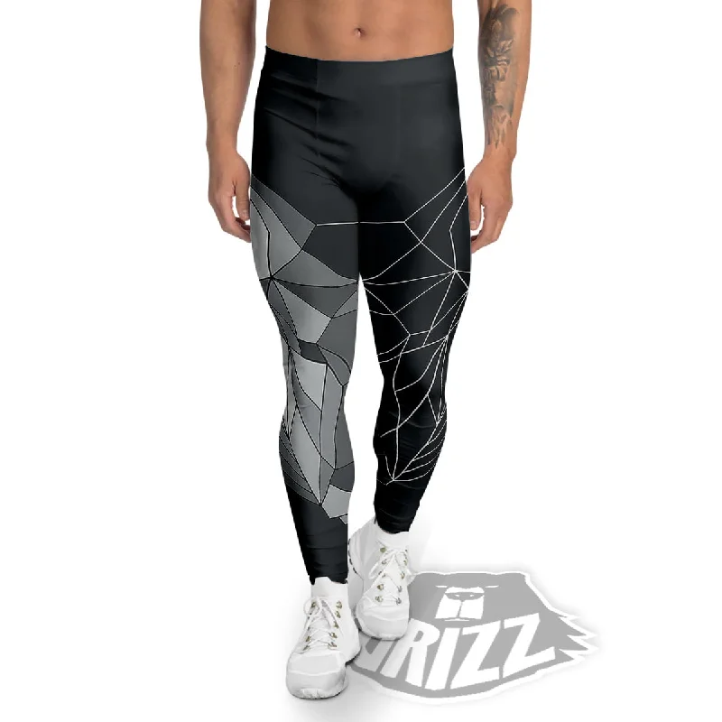 New Deals Wolf Geometric Dark Print Men's Leggings