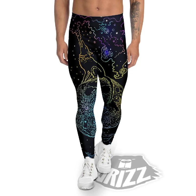 Price Cut Wolf Spirit Galaxy Howling Print Men's Leggings