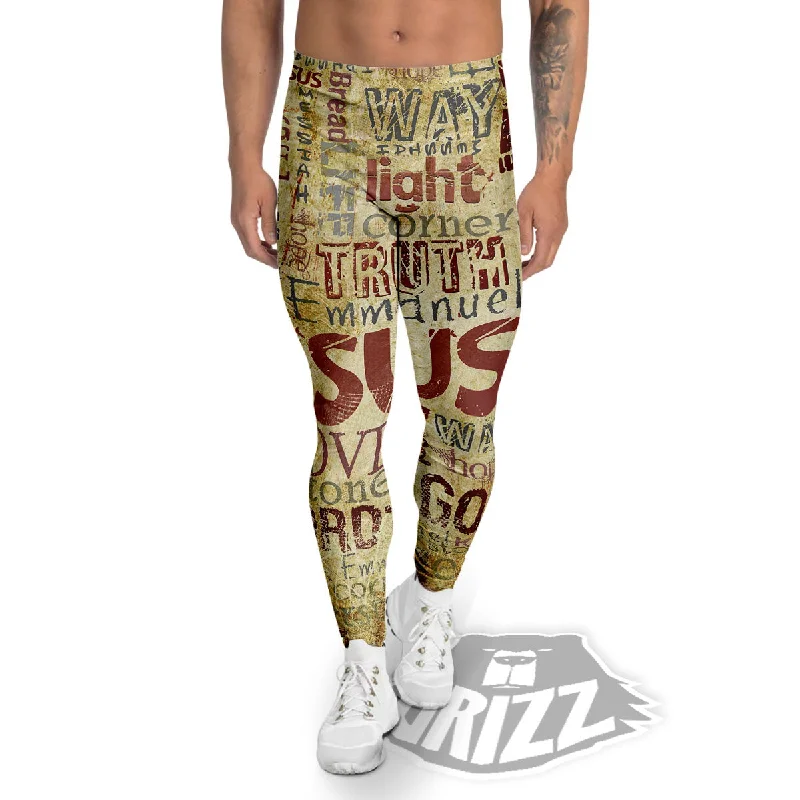 Lowest Price Words Old Religious Print Men's Leggings