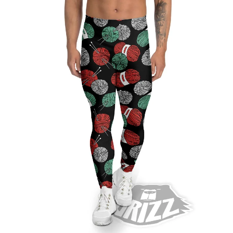 Huge Discounts Yarn Knitting Print Pattern Men's Leggings